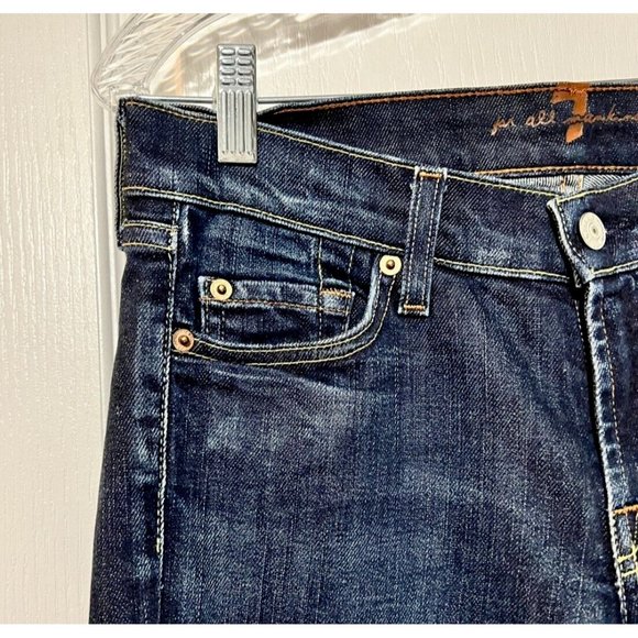 7FAM Womens Jeans Size 28 Dark Blue Denim Flare Low-Rise A3 - Picture 3 of 7
